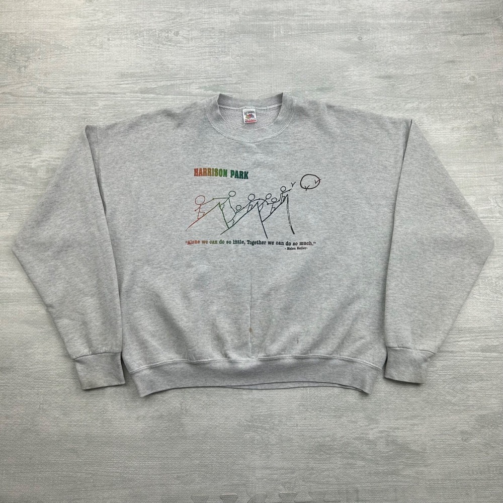 Vintage 90s Harrison Park Sweatshirt Size XXL Gray‎ Helen Keller Hiking Nature